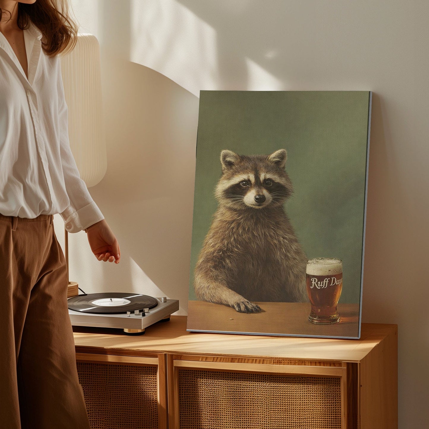 Cool Raccoon Drinking Beer Wall Art