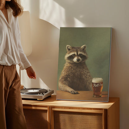 Cool Raccoon Drinking Beer Wall Art