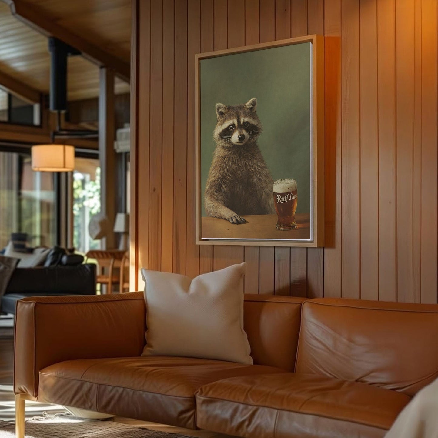 Cool Raccoon Drinking Beer Wall Art