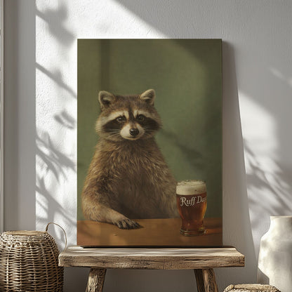 Cool Raccoon Drinking Beer Wall Art