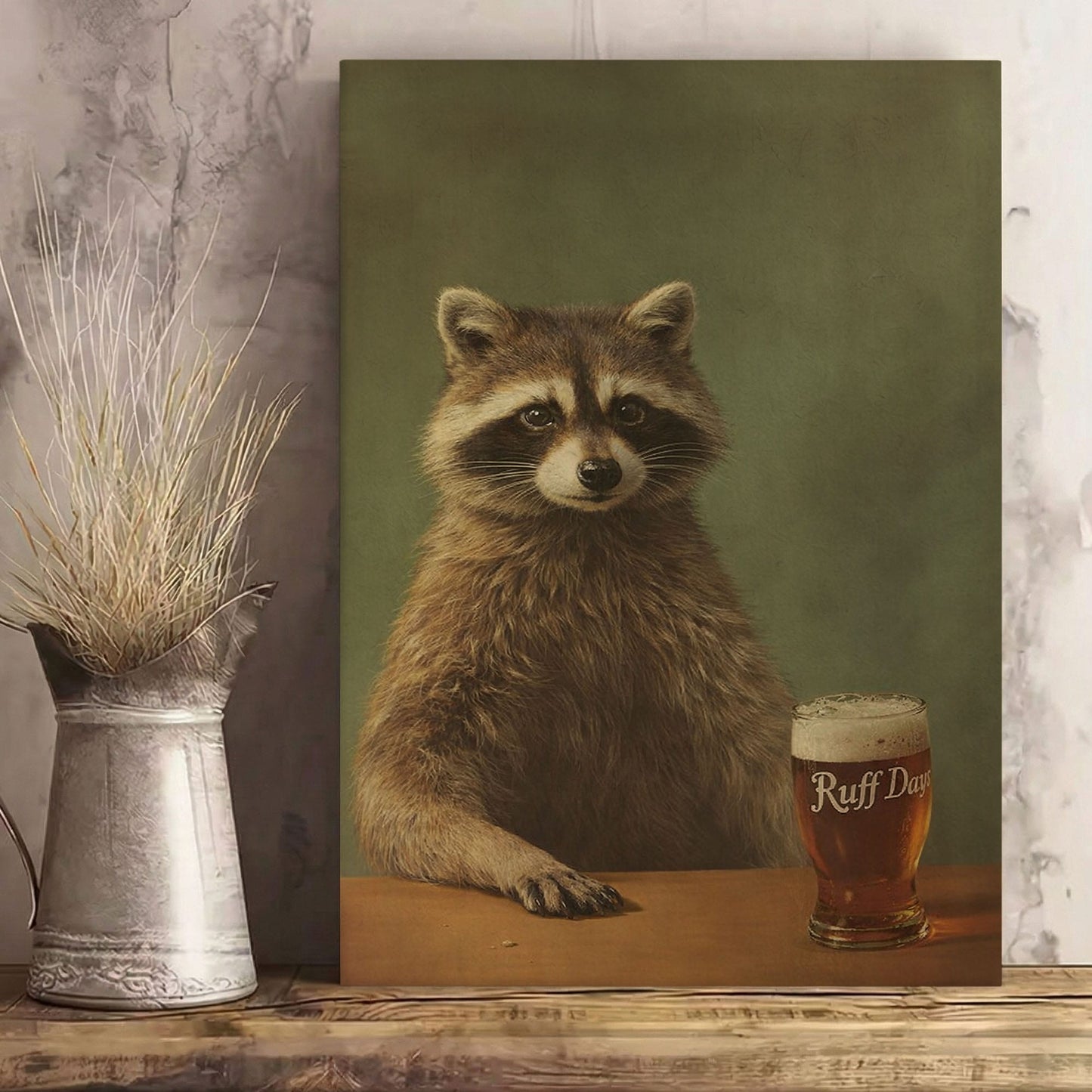 Cool Raccoon Drinking Beer Wall Art