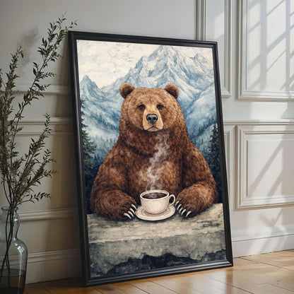Cozy Bear Coffee Wall Art Mountain Cabin Decor Canvas