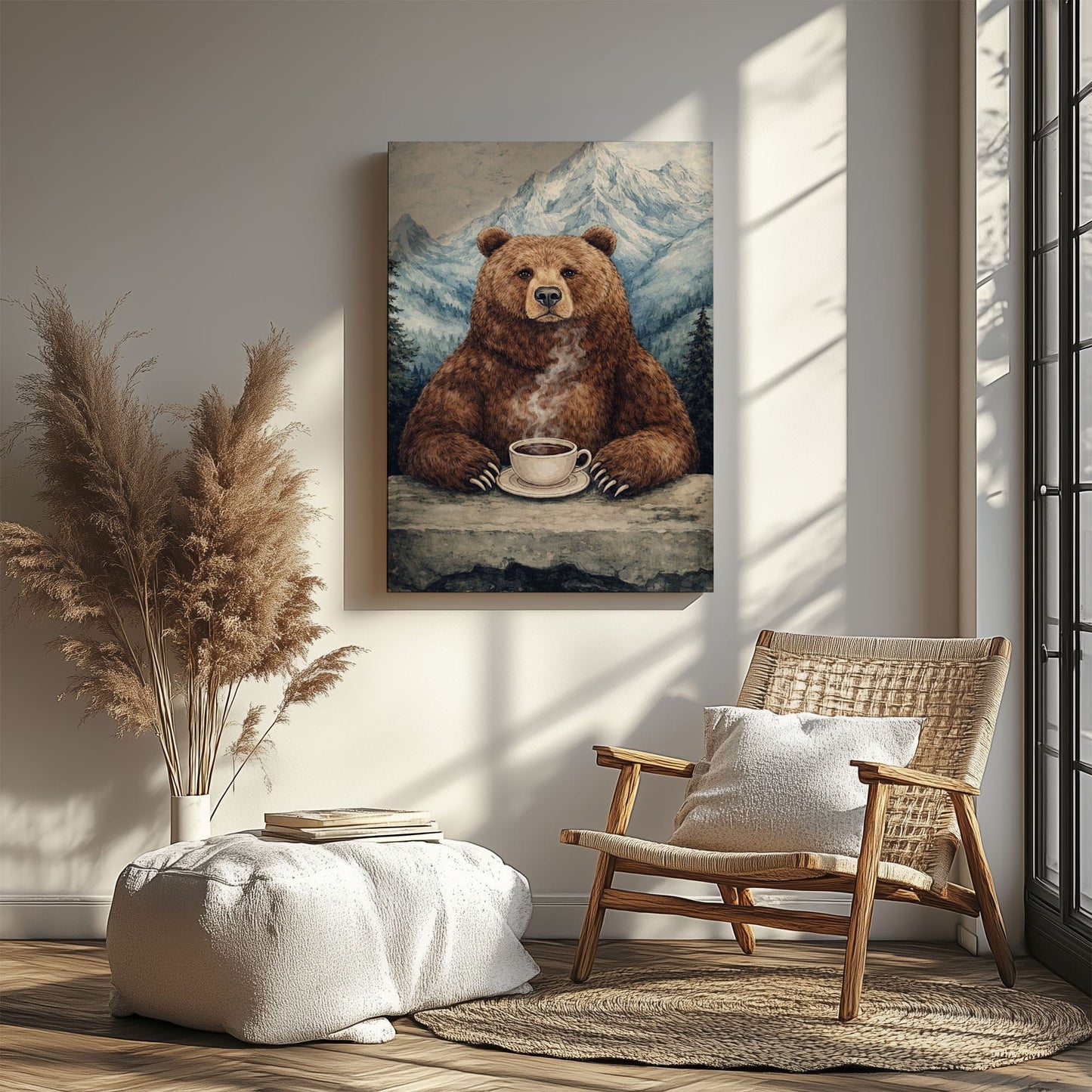 Cozy Bear Coffee Wall Art Mountain Cabin Decor Canvas
