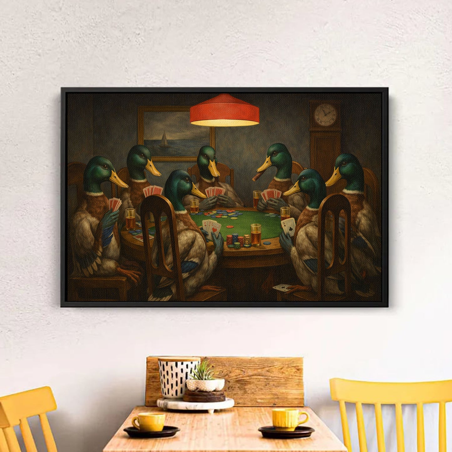Ducks Playing Poker Wall Art Canvas Print, Funny Bar Decor