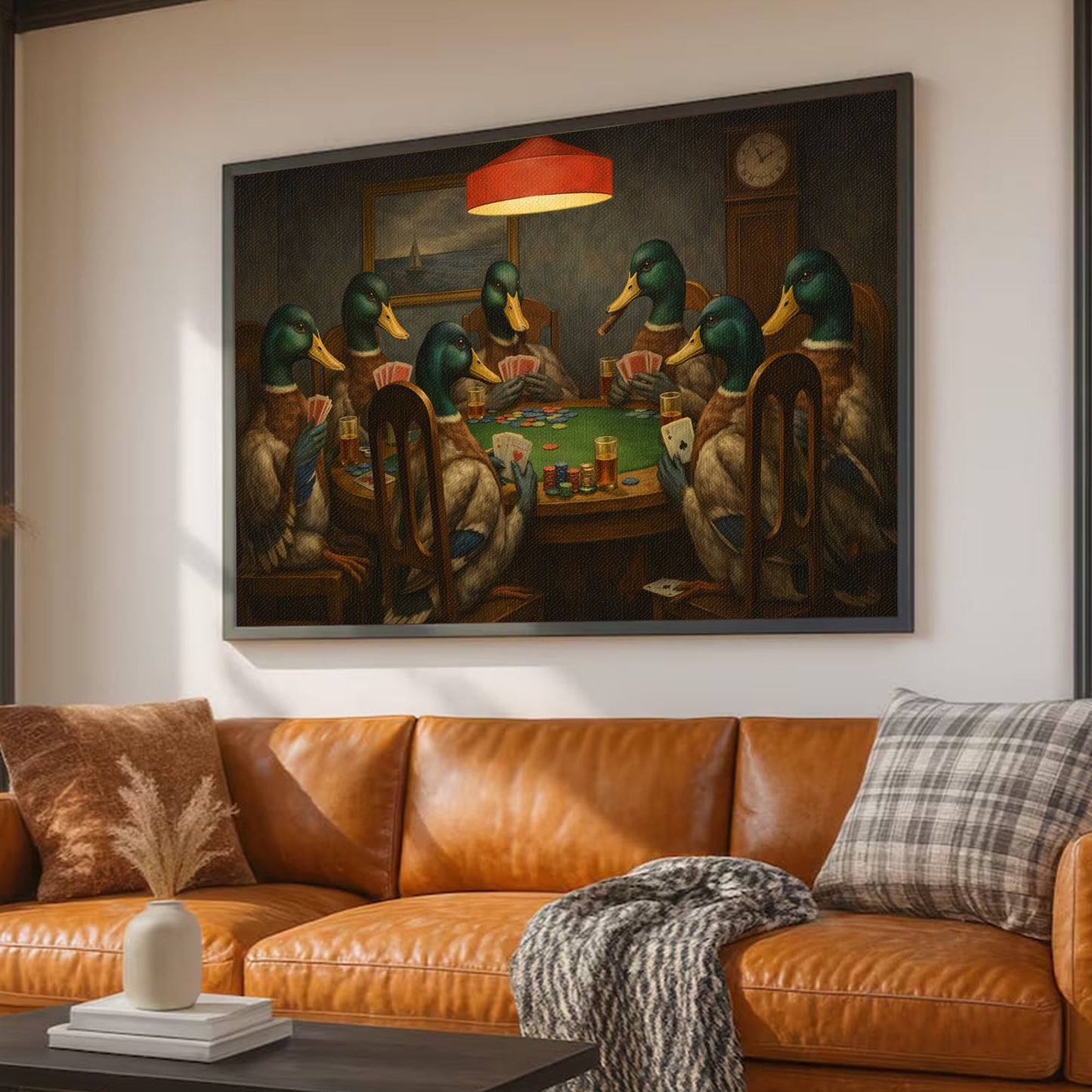Ducks Playing Poker Wall Art Canvas Print, Funny Bar Decor