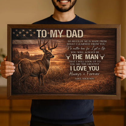 To My Dad Hunting Deer Canvas Wall Art Rustic Cabin Decor
