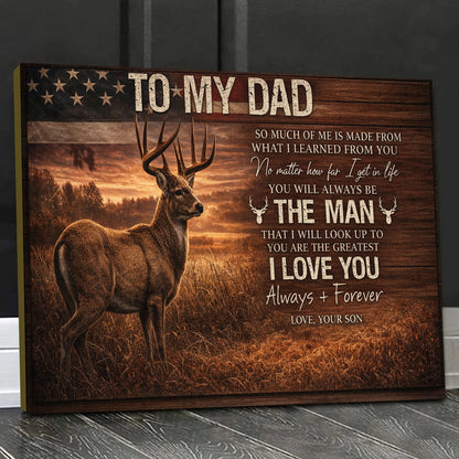 To My Dad Hunting Deer Canvas Wall Art Rustic Cabin Decor
