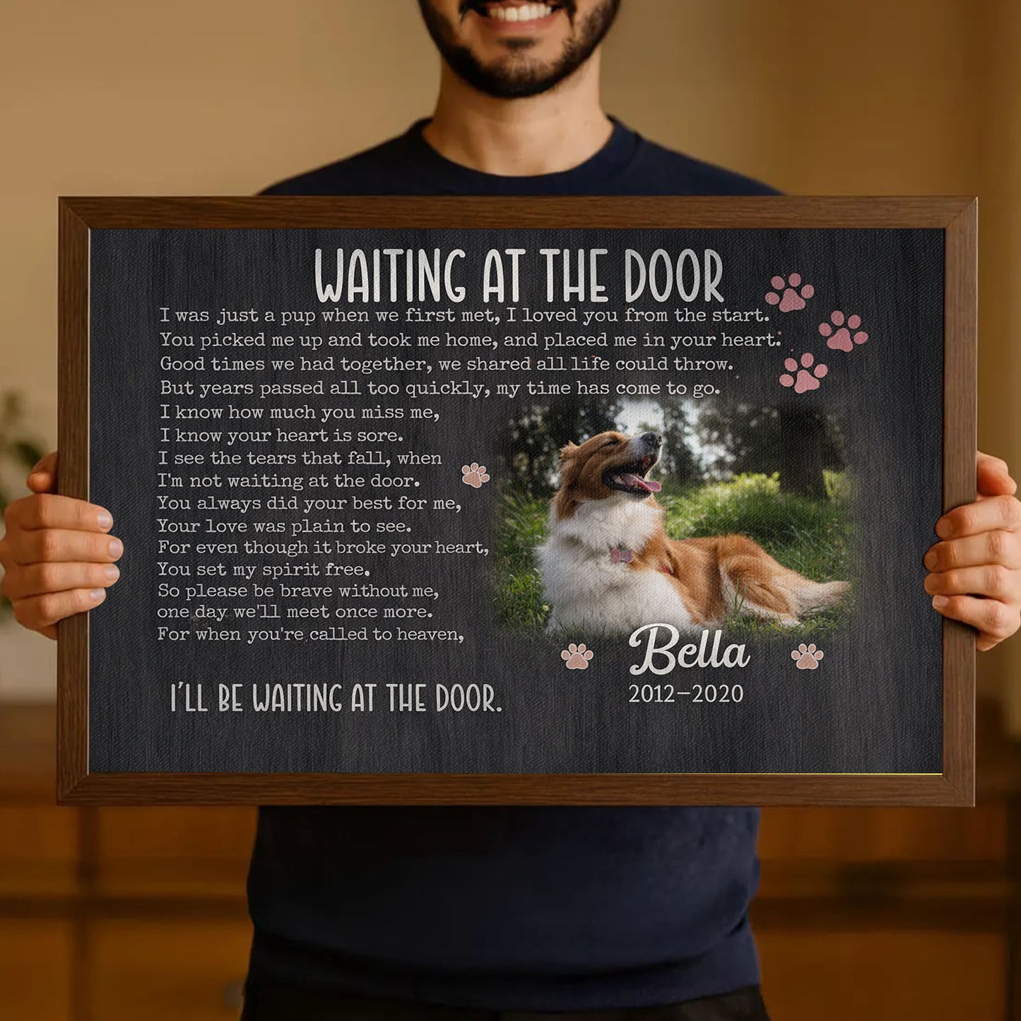 Waiting at the Door Pet Memorial Canvas Wall Art, Dog Memorial Gift