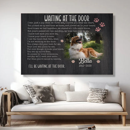 Waiting at the Door Pet Memorial Canvas Wall Art, Dog Memorial Gift