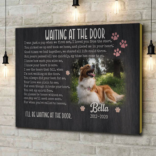 Waiting at the Door Pet Memorial Canvas Wall Art, Dog Memorial Gift