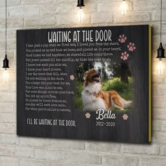 Waiting at the Door Pet Memorial Canvas Wall Art, Dog Memorial Gift