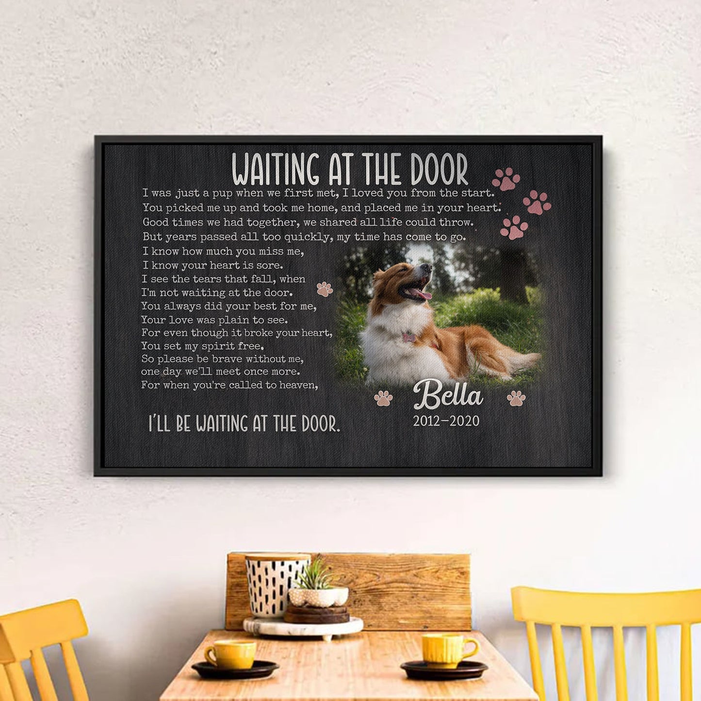 Waiting at the Door Pet Memorial Canvas Wall Art, Dog Memorial Gift
