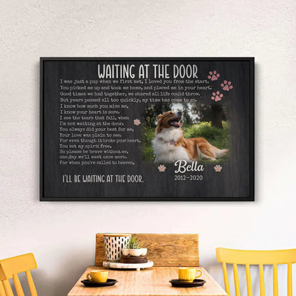 Waiting at the Door Pet Memorial Canvas Wall Art, Dog Memorial Gift