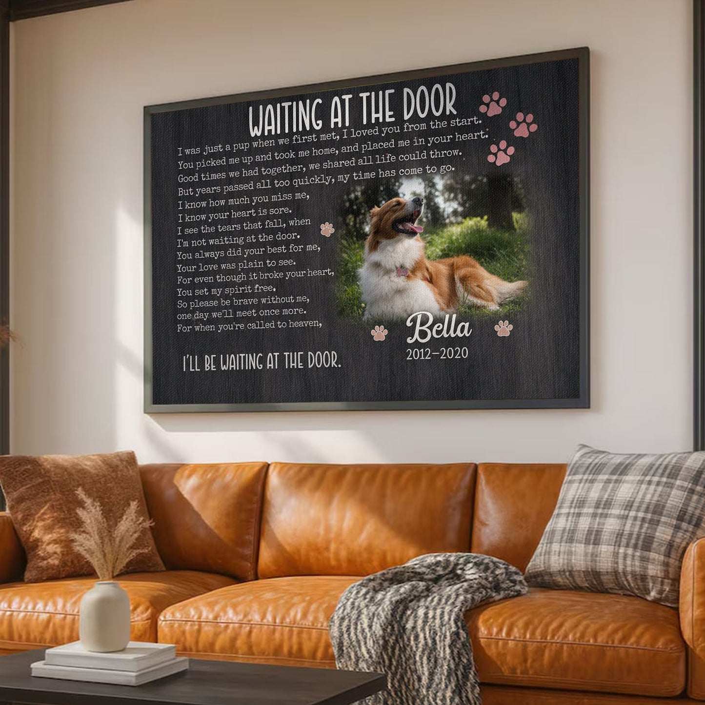 Waiting at the Door Pet Memorial Canvas Wall Art, Dog Memorial Gift