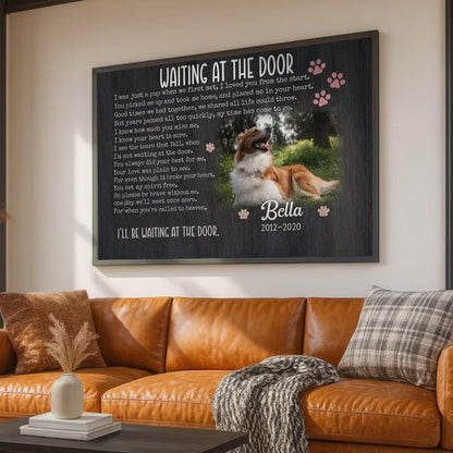 Waiting at the Door Pet Memorial Canvas Wall Art, Dog Memorial Gift