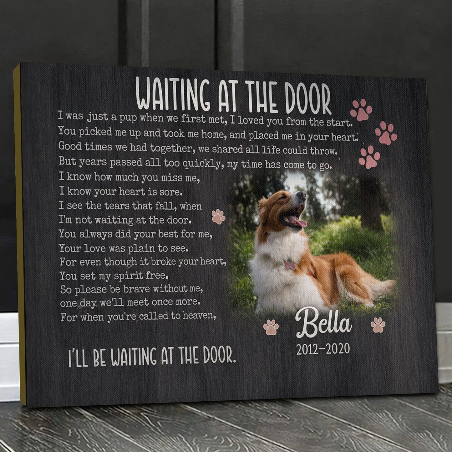 Waiting at the Door Pet Memorial Canvas Wall Art, Dog Memorial Gift