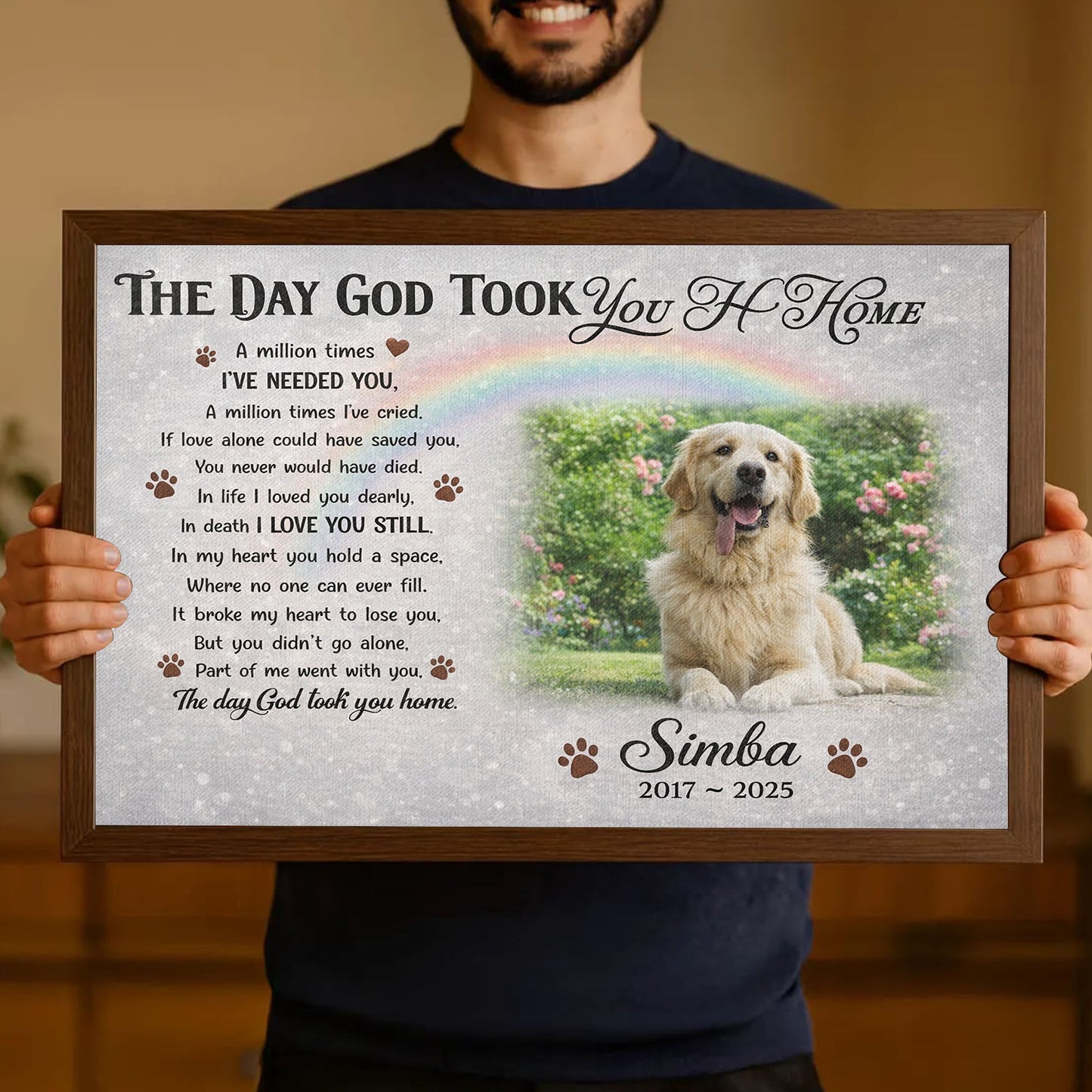 Personalized Dog Memorial Canvas, Custom Pet Loss Gifts