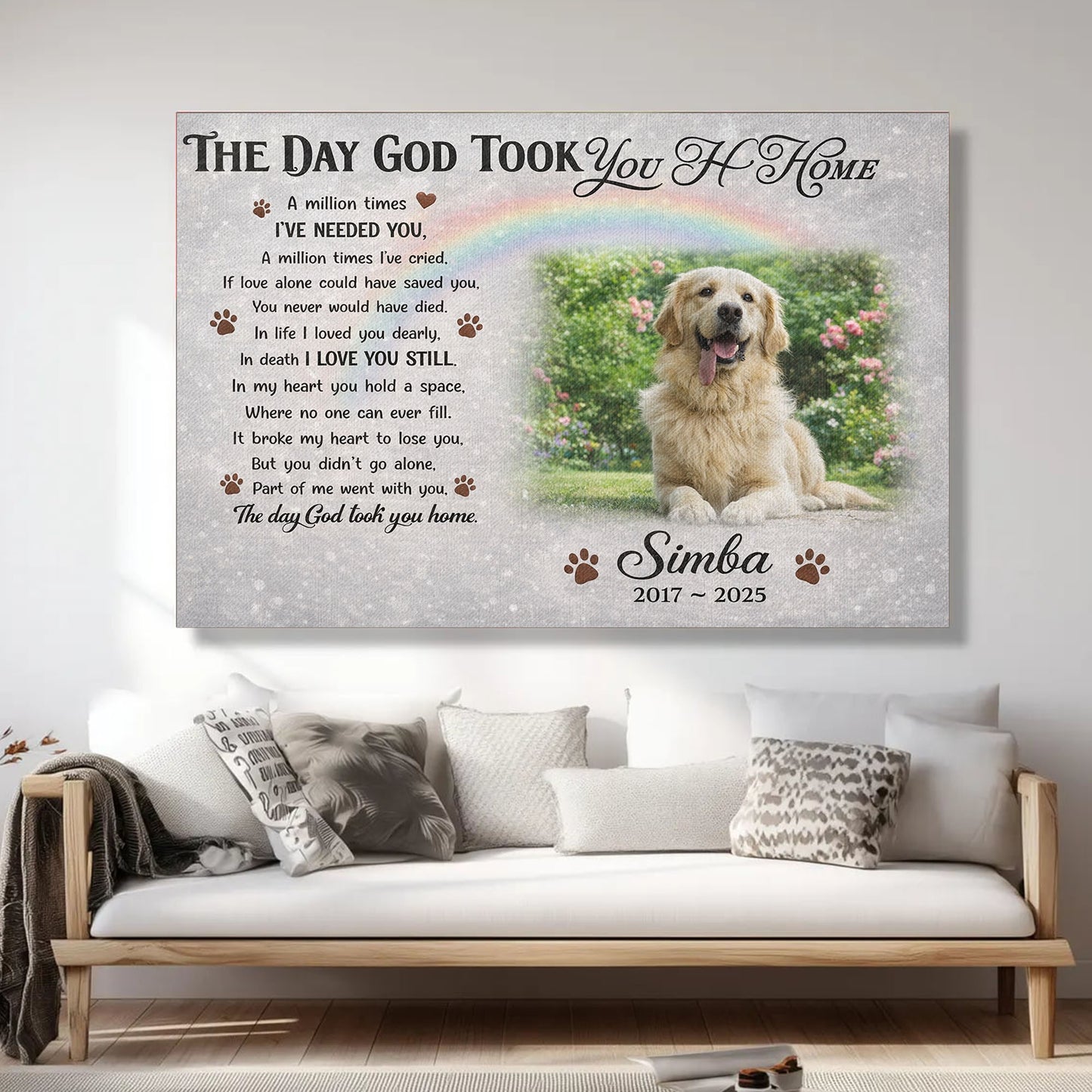 Personalized Dog Memorial Canvas, Custom Pet Loss Gifts
