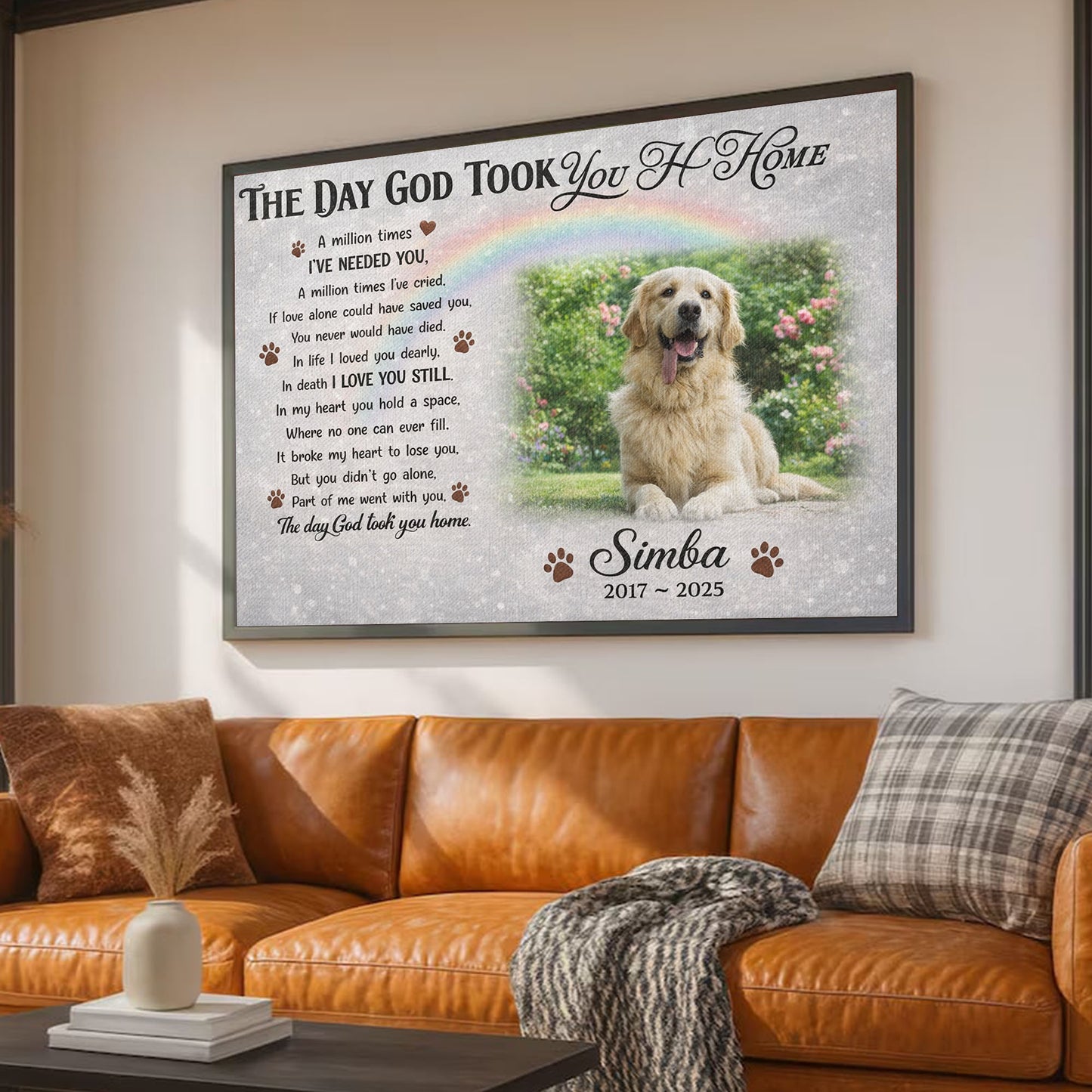 Personalized Dog Memorial Canvas, Custom Pet Loss Gifts