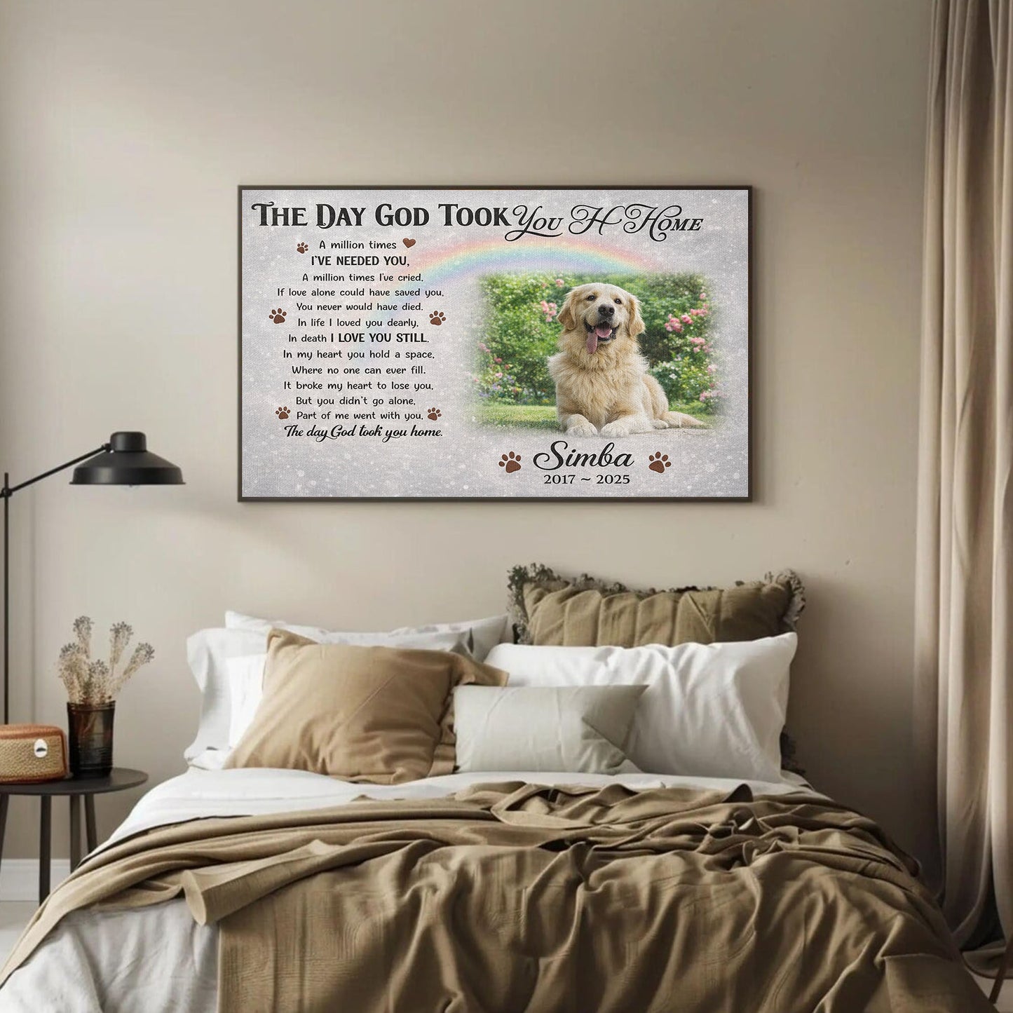 Personalized Dog Memorial Canvas, Custom Pet Loss Gifts