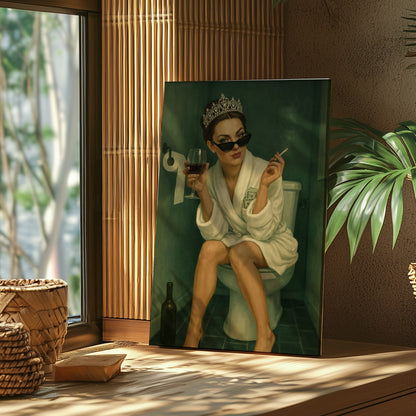 Queen of the Throne Bathroom Wall Art, Funny Powder Room Decor Canvas