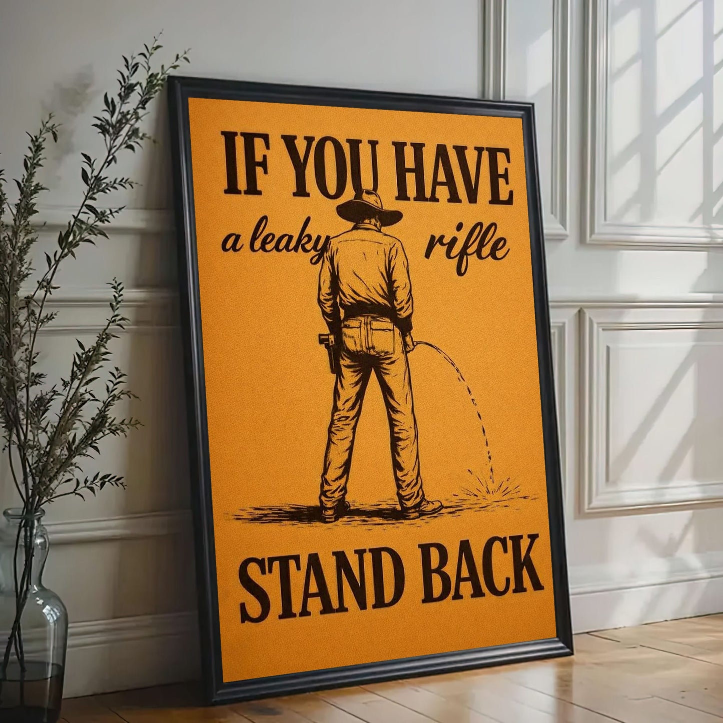 Western Humor Bathroom Canvas Wall Art, Cowboy Restroom Decor