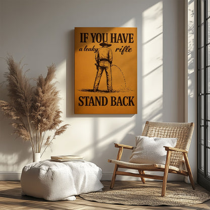 Western Humor Bathroom Canvas Wall Art, Cowboy Restroom Decor