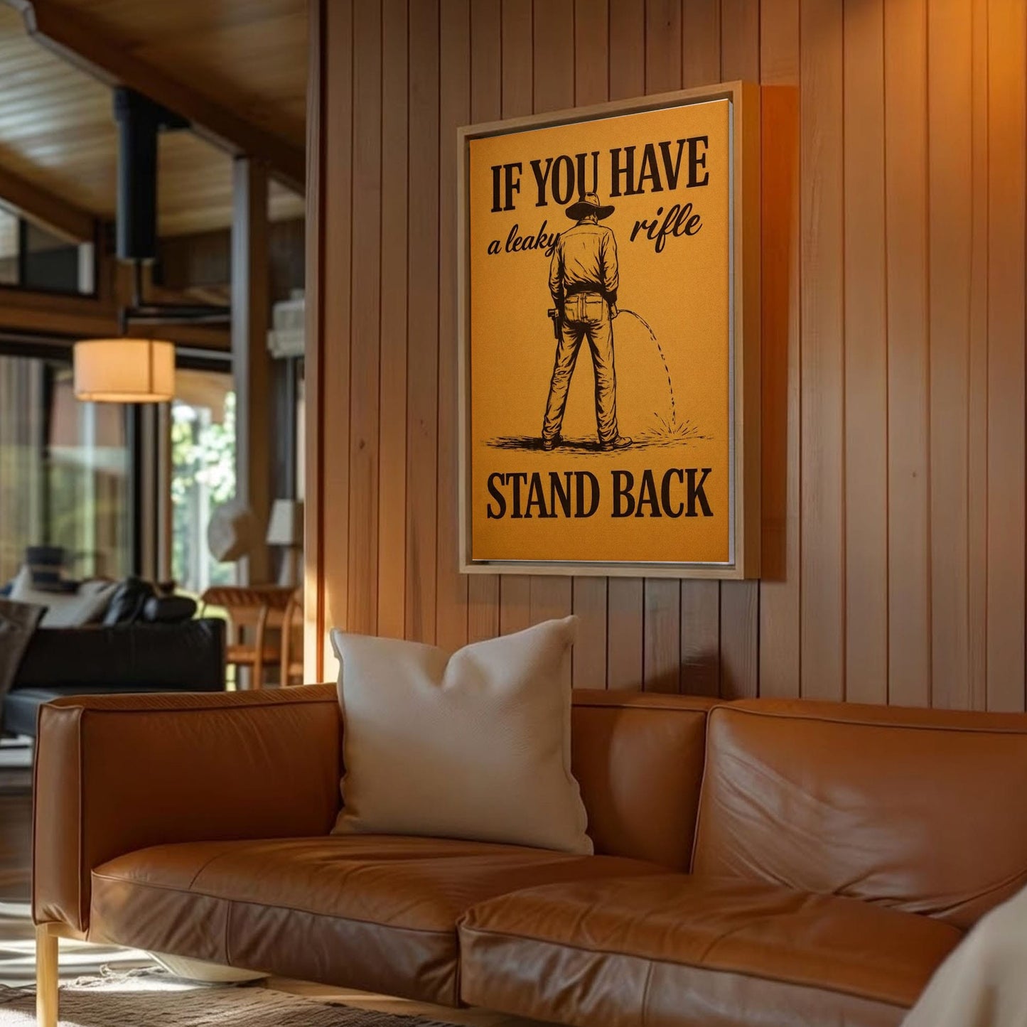 Western Humor Bathroom Canvas Wall Art, Cowboy Restroom Decor