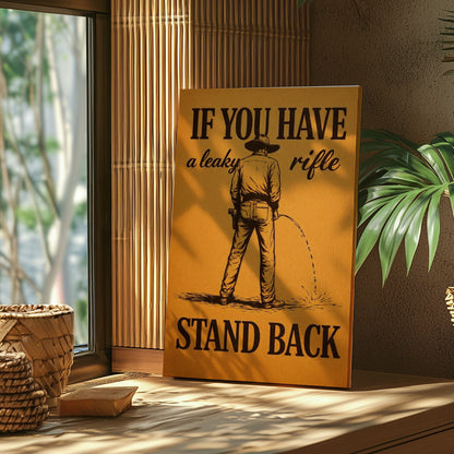 Western Humor Bathroom Canvas Wall Art, Cowboy Restroom Decor