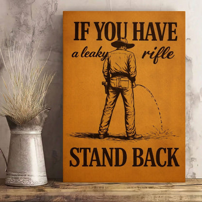 Western Humor Bathroom Canvas Wall Art, Cowboy Restroom Decor