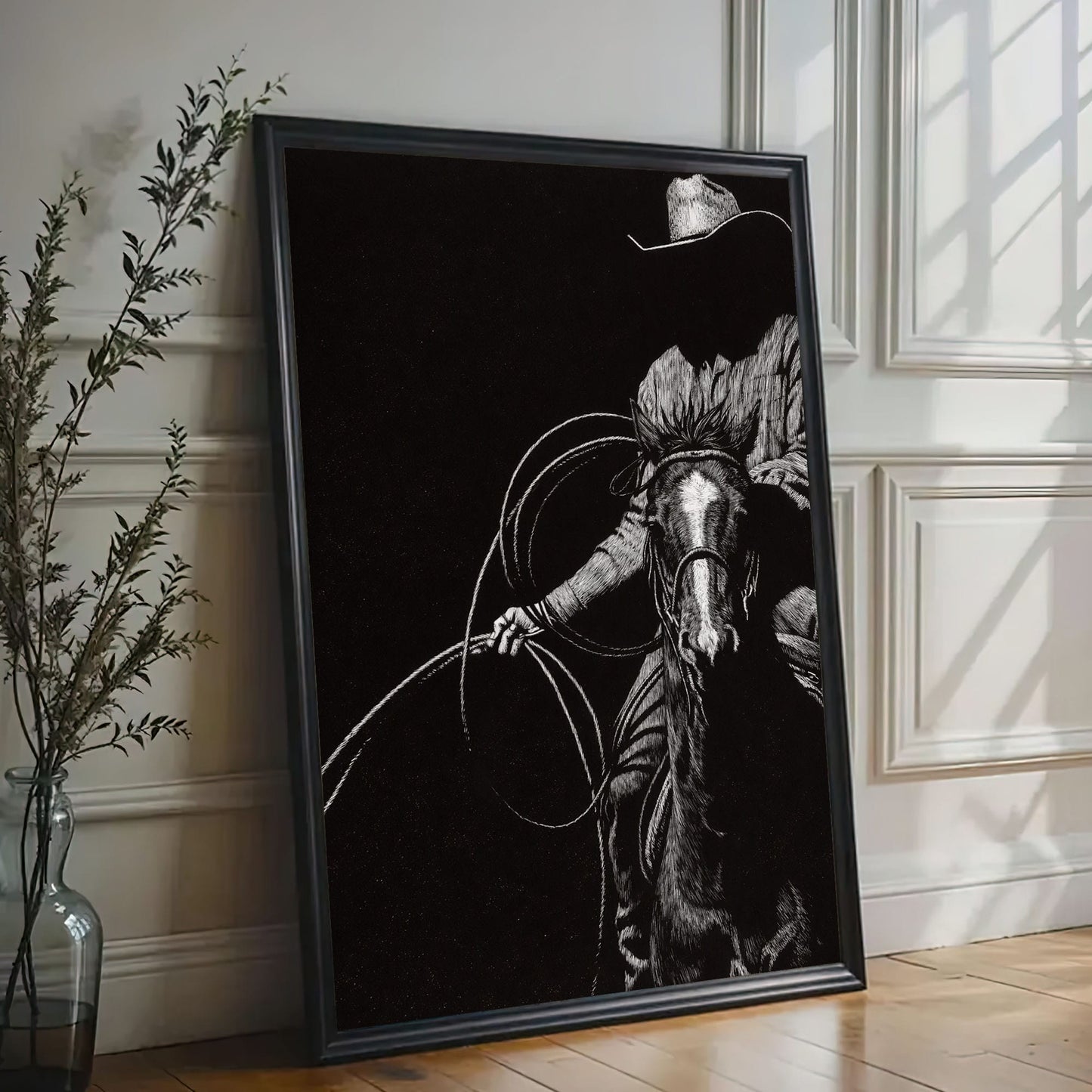 Western Cowboy Lasso Horse Canvas Wall Art
