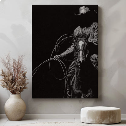 Western Cowboy Lasso Horse Canvas Wall Art