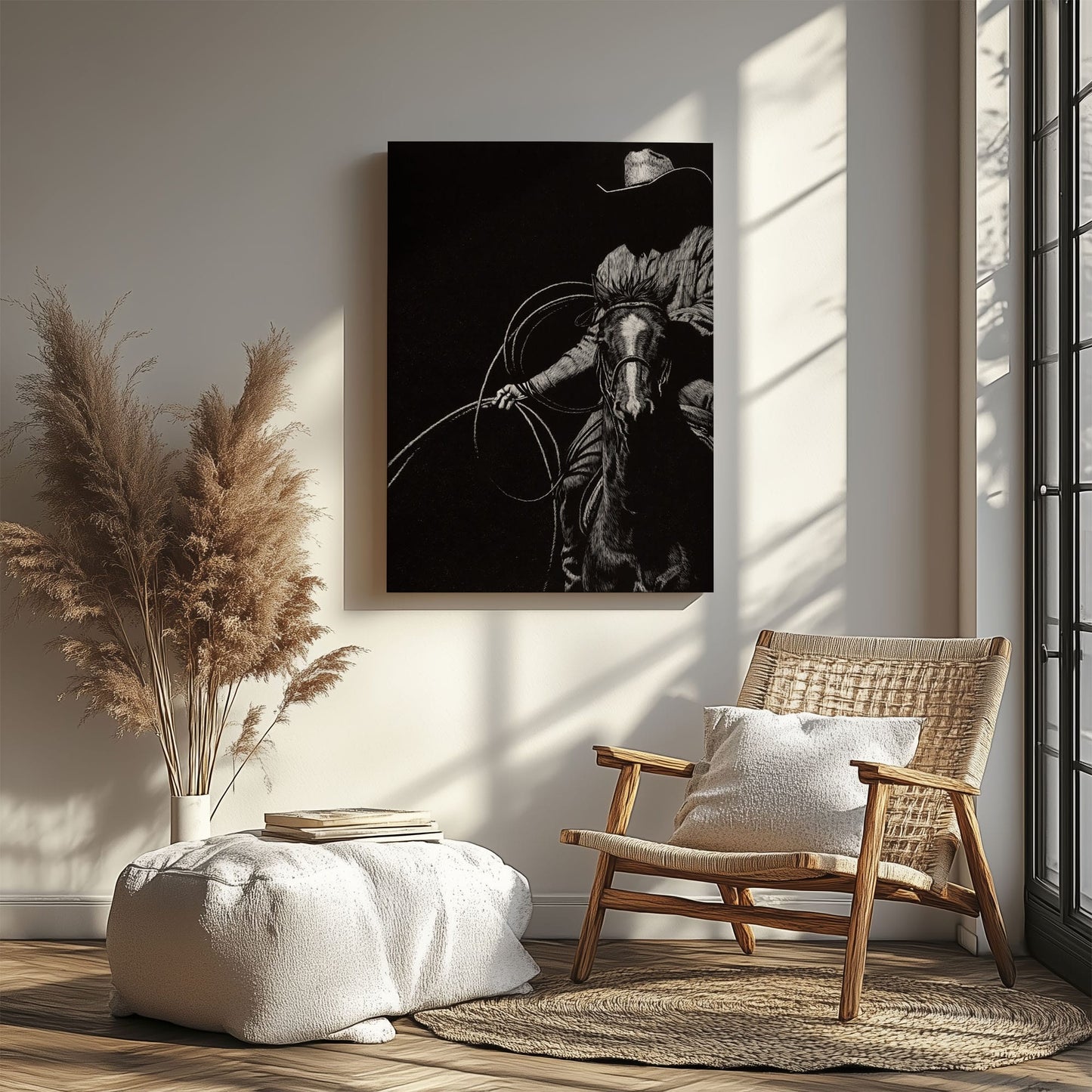 Western Cowboy Lasso Horse Canvas Wall Art