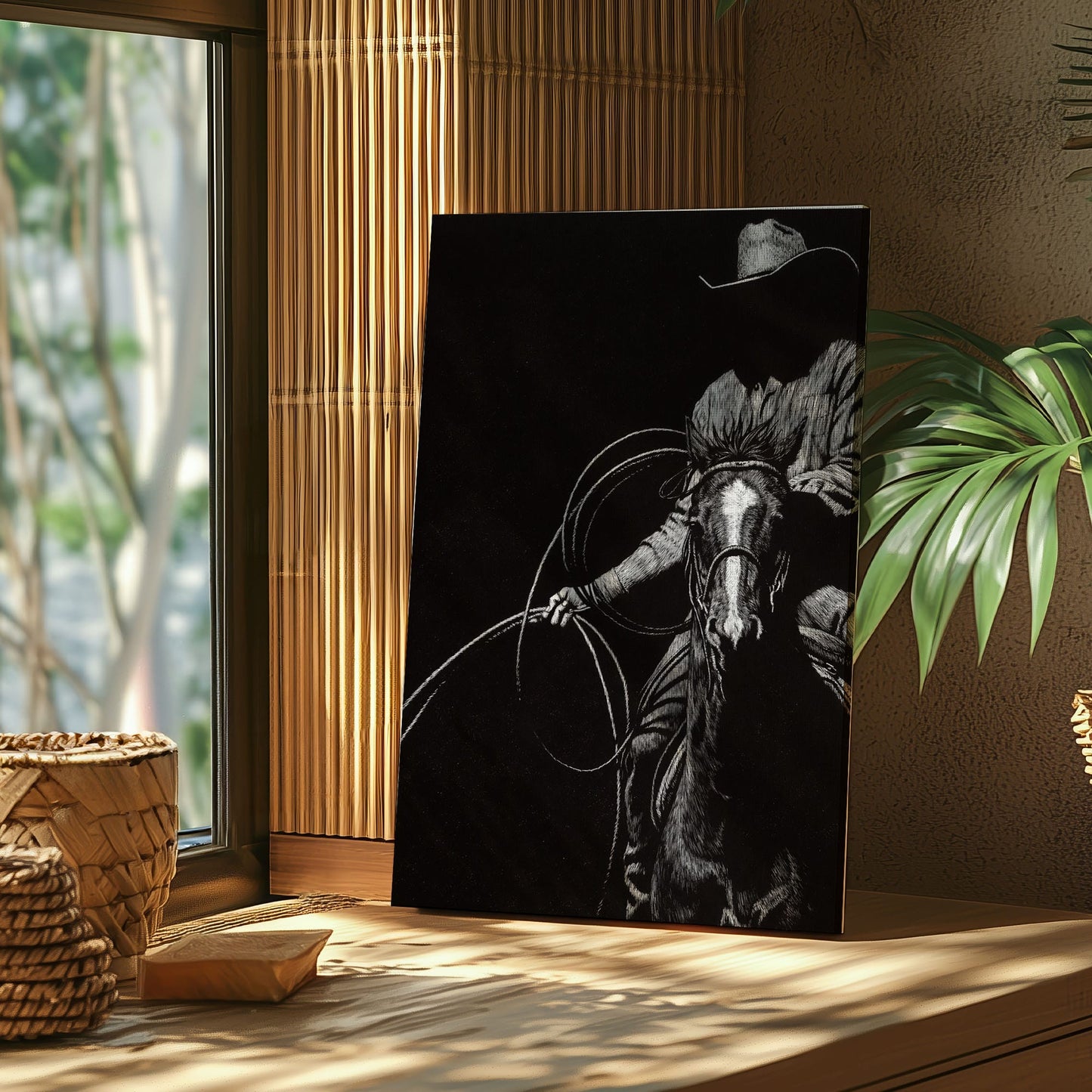 Western Cowboy Lasso Horse Canvas Wall Art