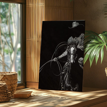 Western Cowboy Lasso Horse Canvas Wall Art