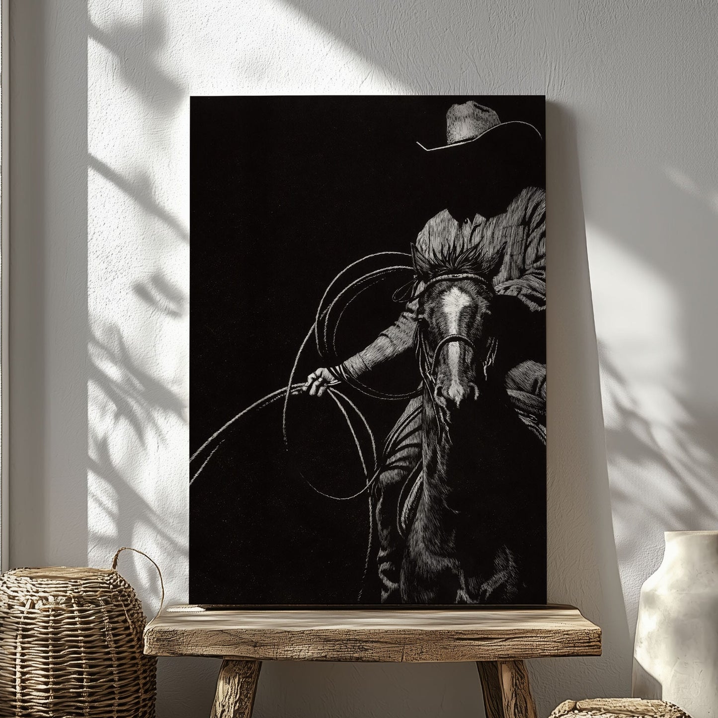Western Cowboy Lasso Horse Canvas Wall Art