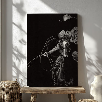 Western Cowboy Lasso Horse Canvas Wall Art