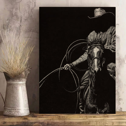 Western Cowboy Lasso Horse Canvas Wall Art
