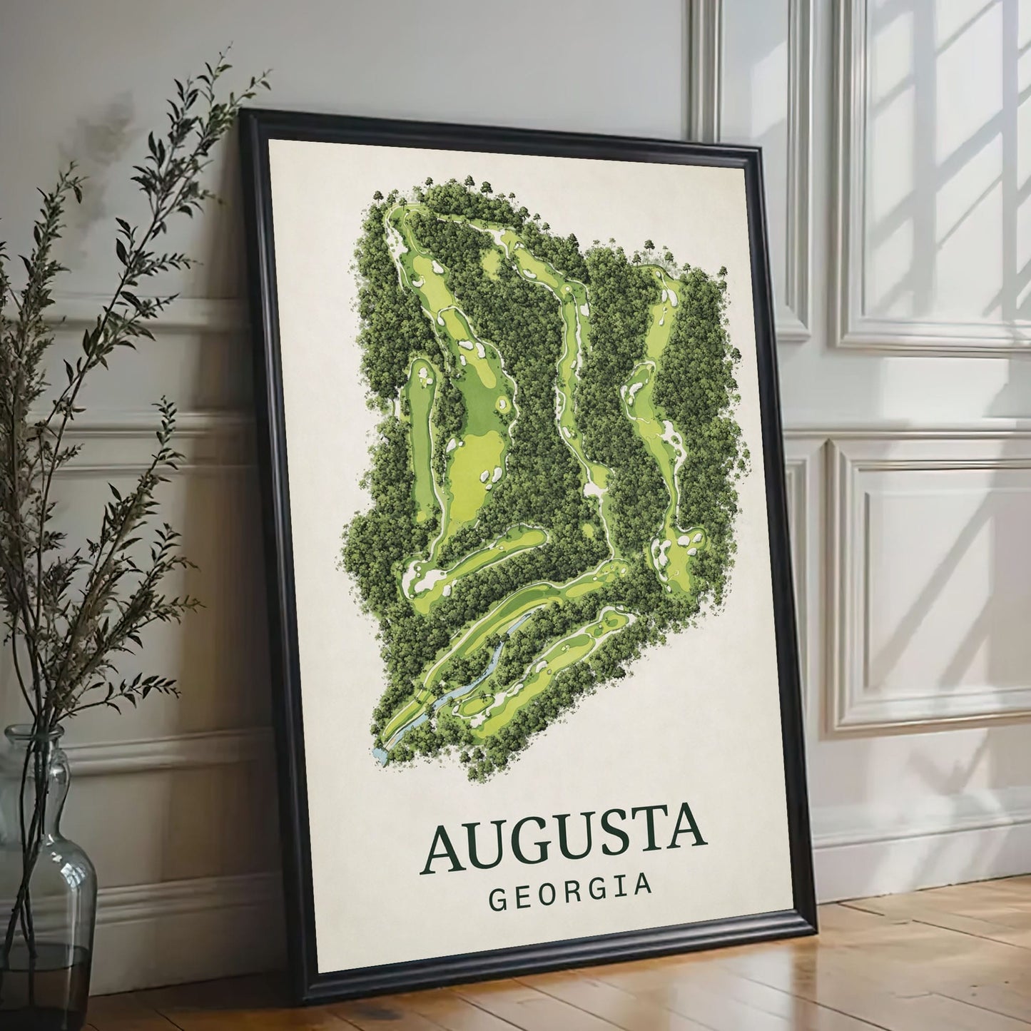 Augusta National Golf Course Map Print Canvas Vintage Augusta Golf Wall Art