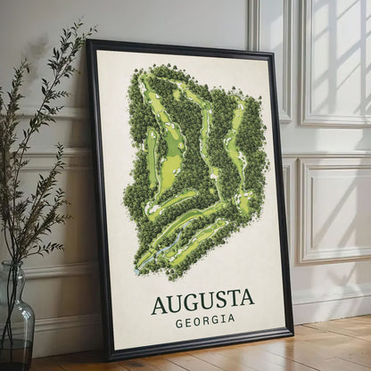 Augusta National Golf Course Map Print Canvas Vintage Augusta Golf Wall Art