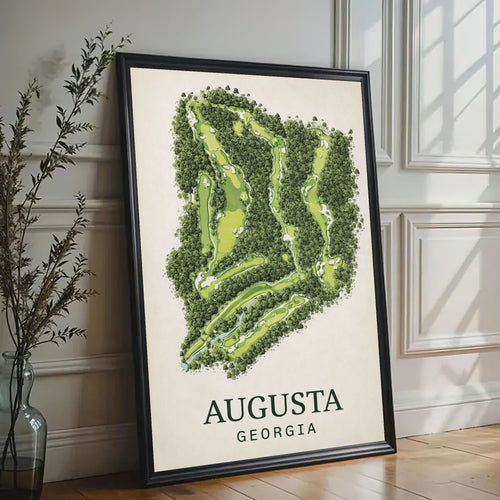 Augusta National Golf Course Map Print Canvas Vintage Augusta Golf Wall Art