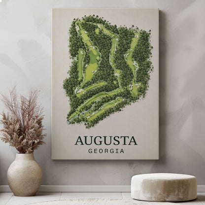Augusta National Golf Course Map Print Canvas Vintage Augusta Golf Wall Art