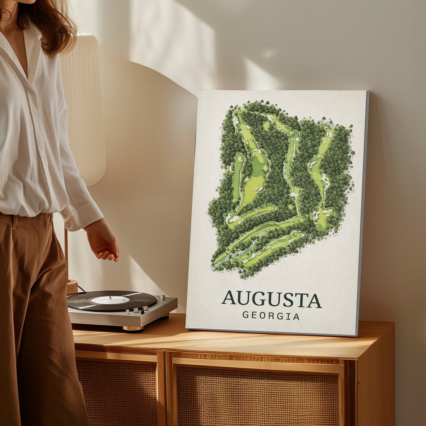 Augusta National Golf Course Map Print Canvas Vintage Augusta Golf Wall Art