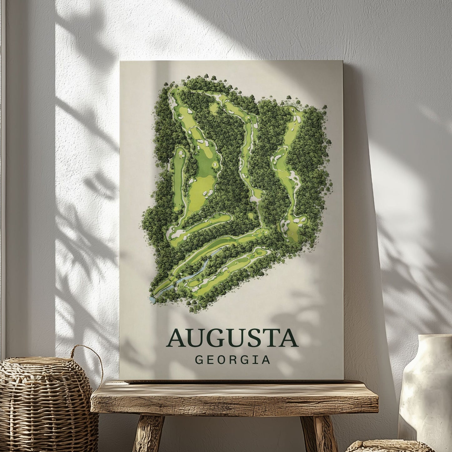 Augusta National Golf Course Map Print Canvas Vintage Augusta Golf Wall Art