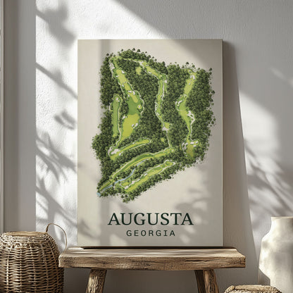 Augusta National Golf Course Map Print Canvas Vintage Augusta Golf Wall Art