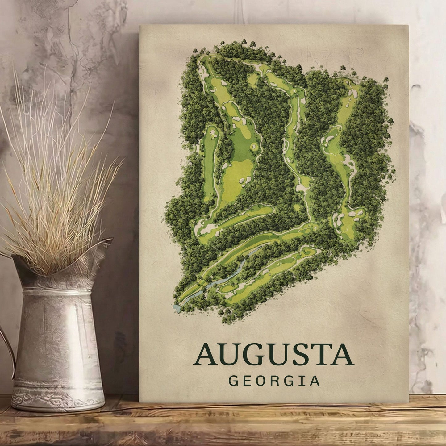 Augusta National Golf Course Map Print Canvas Vintage Augusta Golf Wall Art