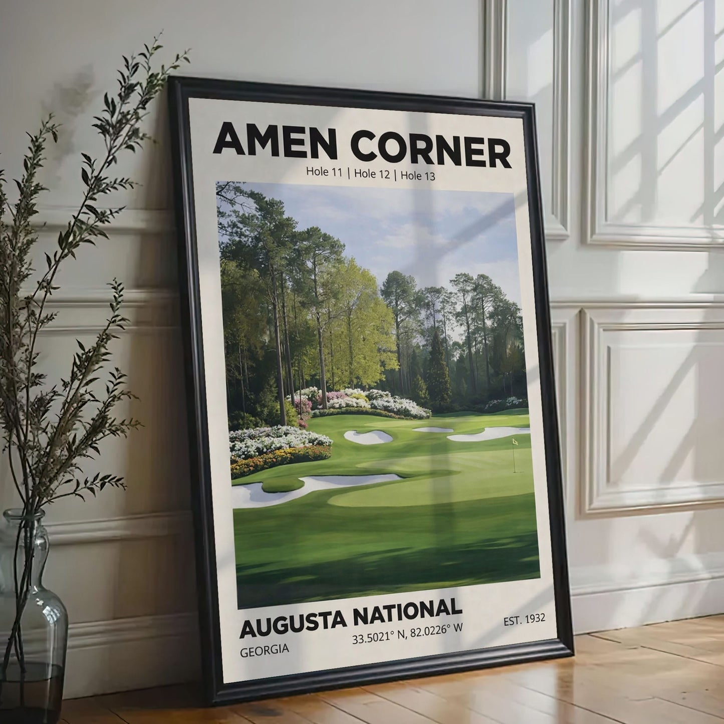 Augusta National Golf Course Watercolor Print Canvas– Minimalist Wall Art