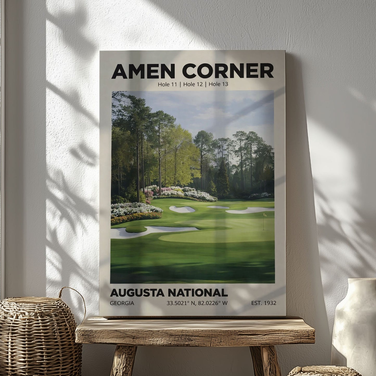 Augusta National Golf Course Watercolor Print Canvas– Minimalist Wall Art