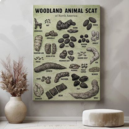 Animal scat print - Woodland animal droppings poster, Wilderness poop chart