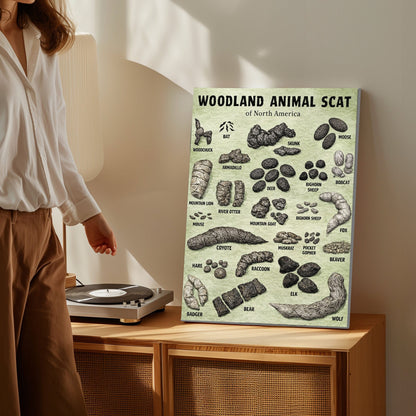 Animal scat print - Woodland animal droppings poster, Wilderness poop chart